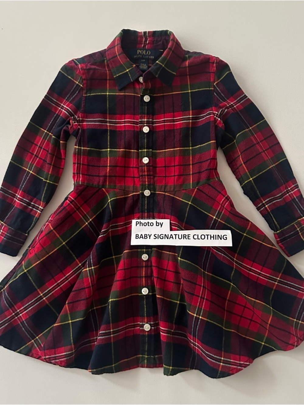Polo Ralph Lauren 3T Toddler Girl Red Green Navy Plaid Dress Holiday Christmas